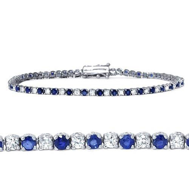 Blue Sapphire Diamond Tennis Bracelet