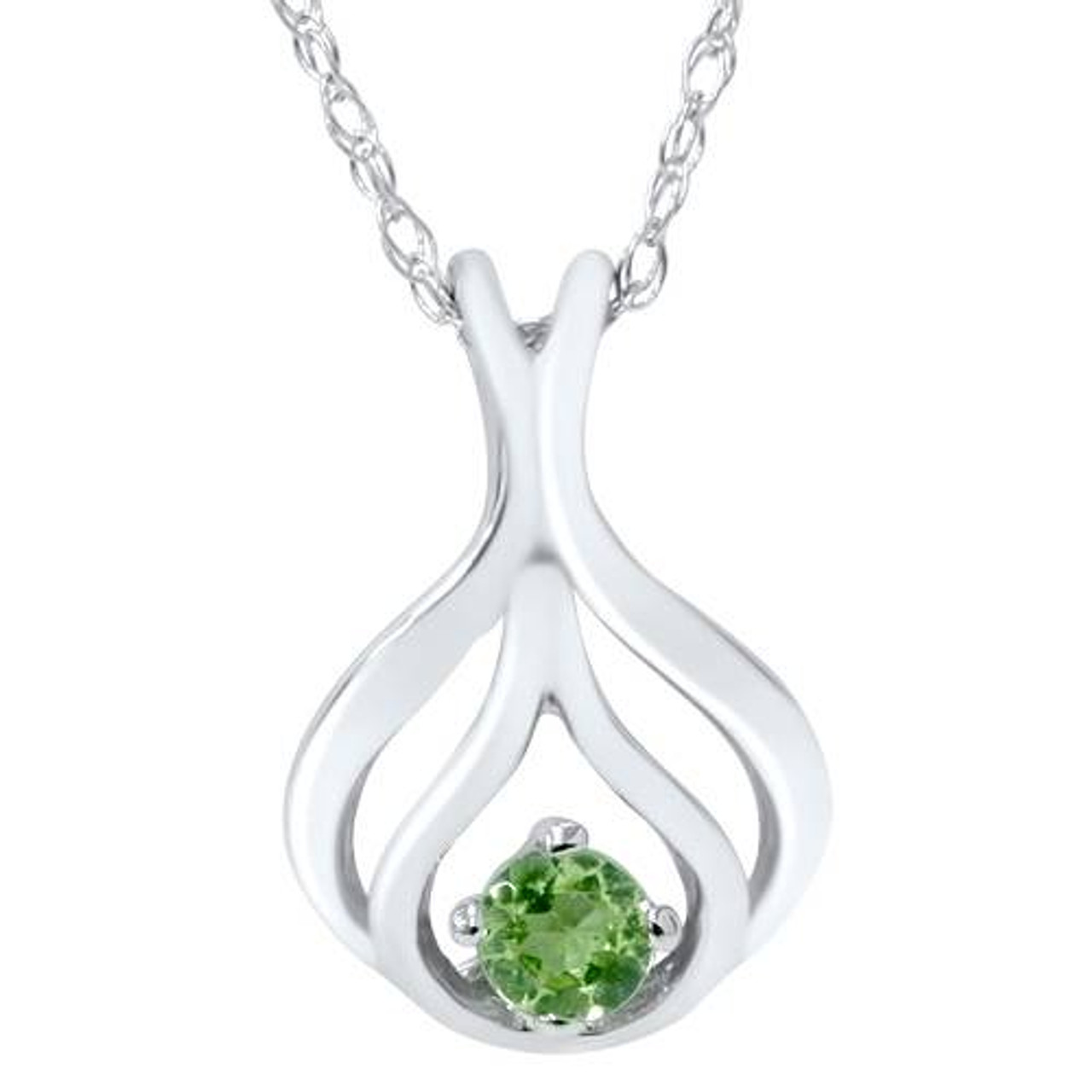 custom pendant with peridot and 10k white gold