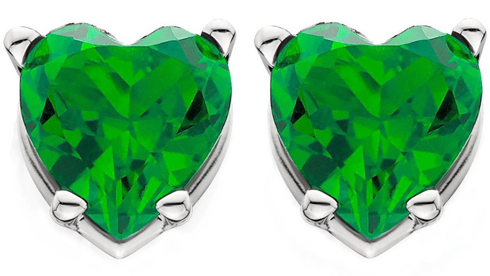 heart shaped emerald stud earrings