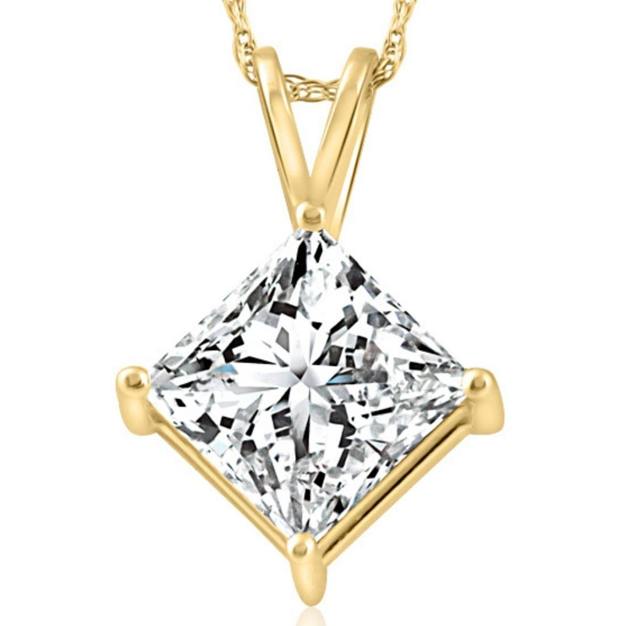 princess cut diamond solitaire pendant necklace