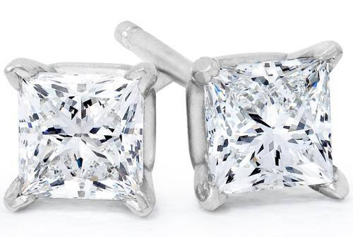 princess cut diamond stud earrings